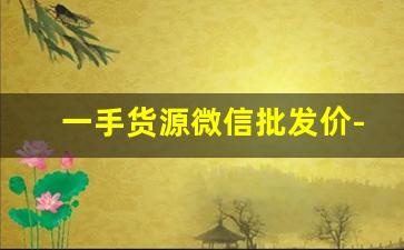 一手货源微信批发价-一手货源批发拿货平台