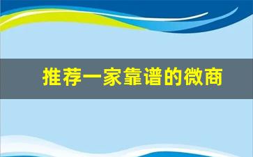 推荐一家靠谱的微商
